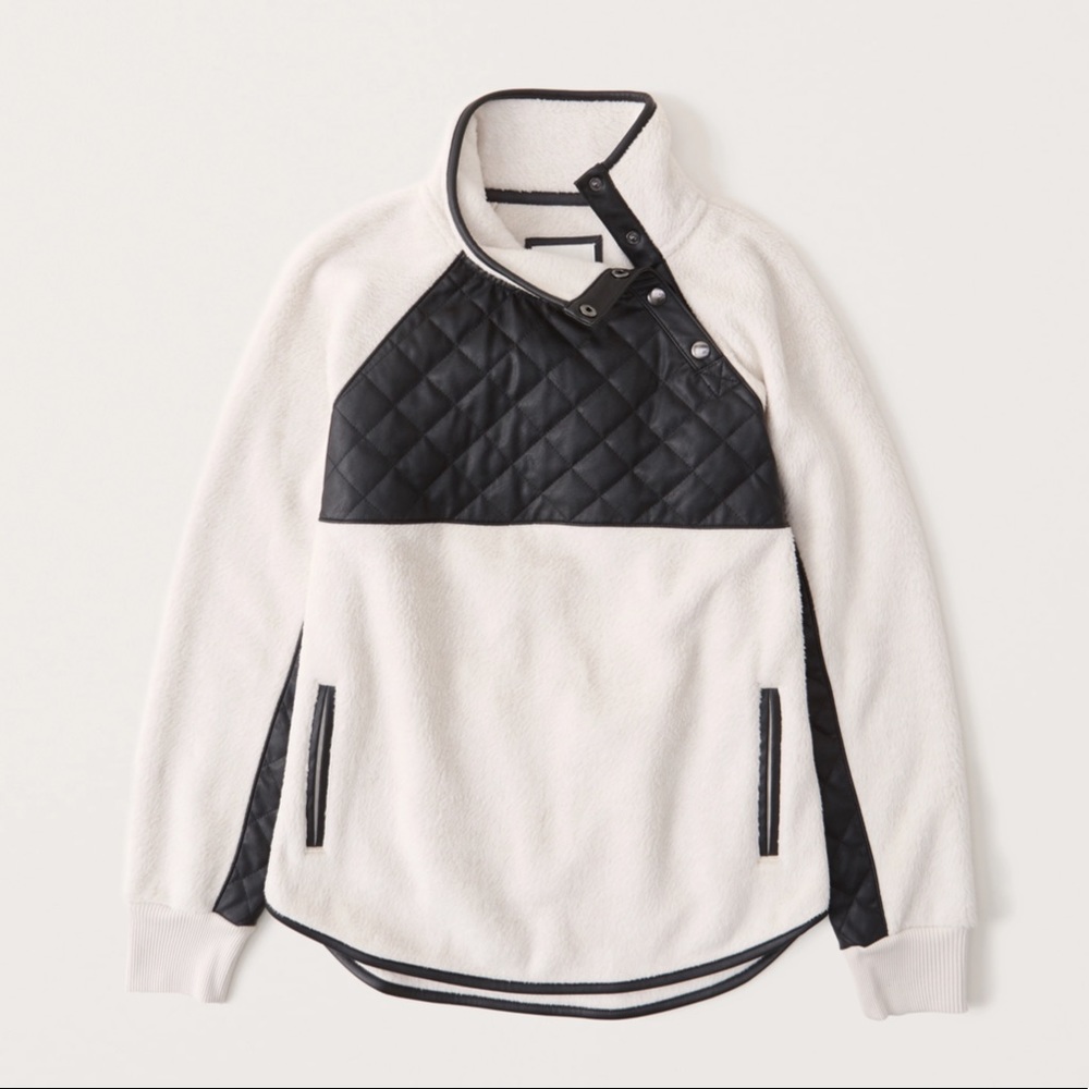 Abercrombie Snap-up Vegan Leather Fleece